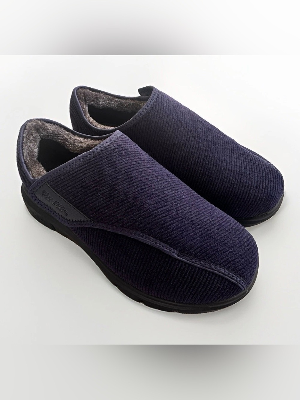 FitVille M 12 EW Extra Wide Navy Slippers Adjustable Arch Support Comfort Shoe